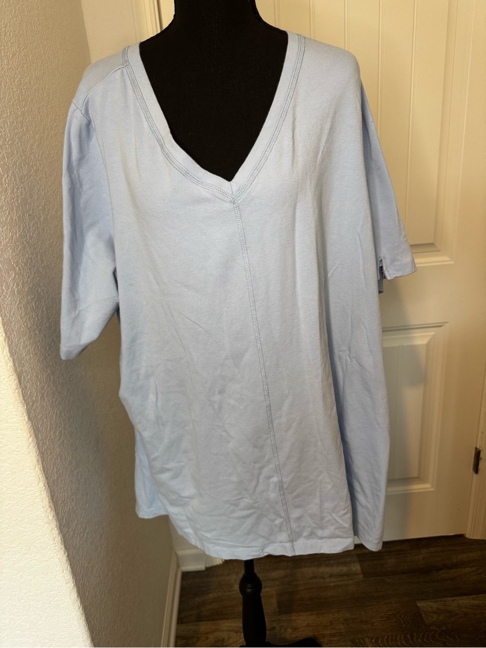 Relaxed V-Neck Tunic Top in Light Blue